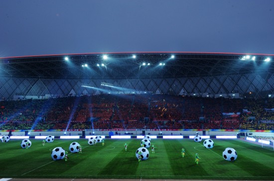 Opening ceremony of the new CSL season held in Guiyang Olympic Center in Guiyang, Guizhou Province, on Mar.11, 2012. 