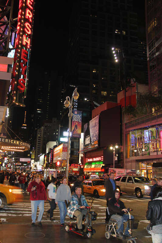 Times Square is a major commercial intersection in Midtown Manhattan, New York City, United States, at the junction of Broadway and Seventh Avenue and stretching from West 42nd to West 47th Streets. [Photo by Li Xiaohua/ China.org.cn]