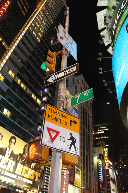 Times Square is a major commercial intersection in Midtown Manhattan, New York City, United States, at the junction of Broadway and Seventh Avenue and stretching from West 42nd to West 47th Streets. [Photo by Li Xiaohua/ China.org.cn]