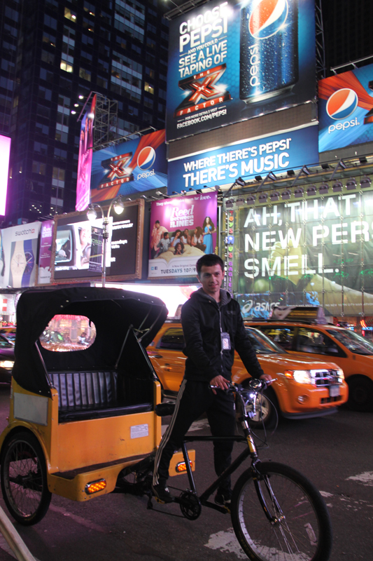 Times Square is a major commercial intersection in Midtown Manhattan, New York City, United States, at the junction of Broadway and Seventh Avenue and stretching from West 42nd to West 47th Streets. [Photo by Li Xiaohua/ China.org.cn]