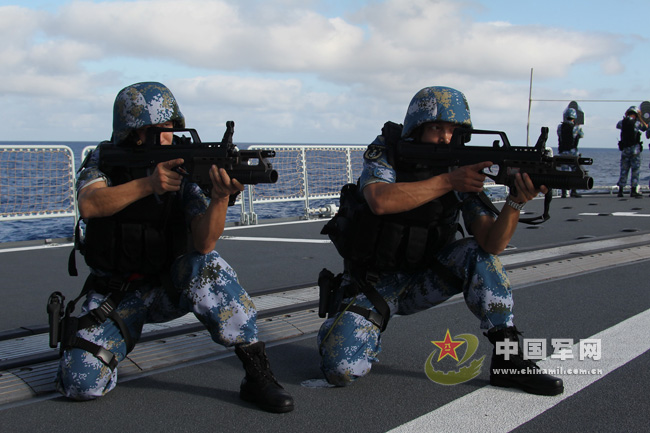 The 11th Chinese naval escort flotilla arrives in waters of the Gulf of Aden on March 15, 2012. The flotilla, which departed from Qingdao on Feb. 27, heads for the escort mission in the Gulf of Aden and Somali waters to protect commercial ships from pirate attacks.