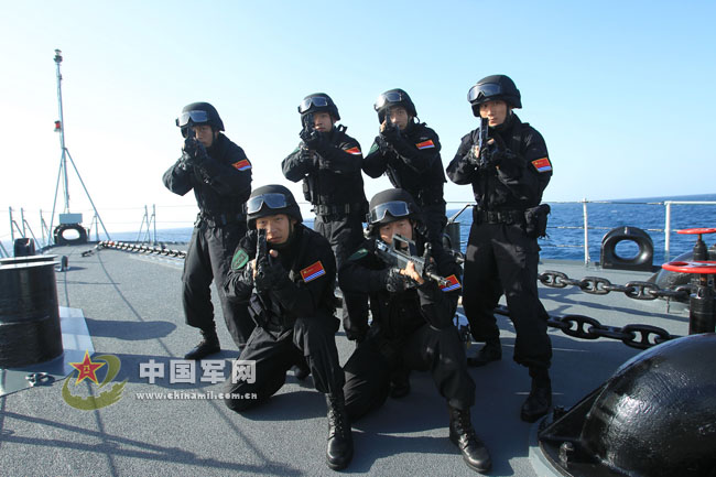 The 11th Chinese naval escort flotilla arrives in waters of the Gulf of Aden on March 15, 2012. The flotilla, which departed from Qingdao on Feb. 27, heads for the escort mission in the Gulf of Aden and Somali waters to protect commercial ships from pirate attacks.