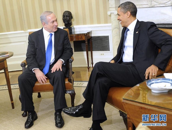 U.S. President Barack Obama meets with Israeli Prime Minister Benjamin Netanyahuu in Washington to discuss the Iranian nuclear issue on March 5, 2012.