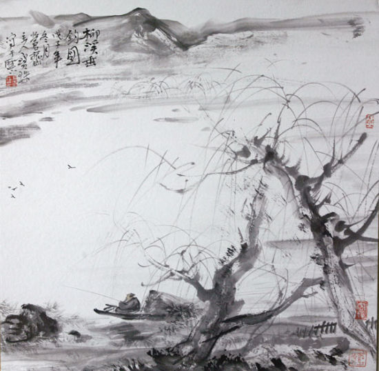 Shandong's artist holds exhibit of ink landscape paintings in Beijing