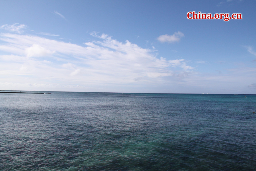 Photo shows the beautiful scenery of Waikiki Beach, Honolulu, in Hawaii, United States. [China.org.cn/Photo by Li Xiaohua] 