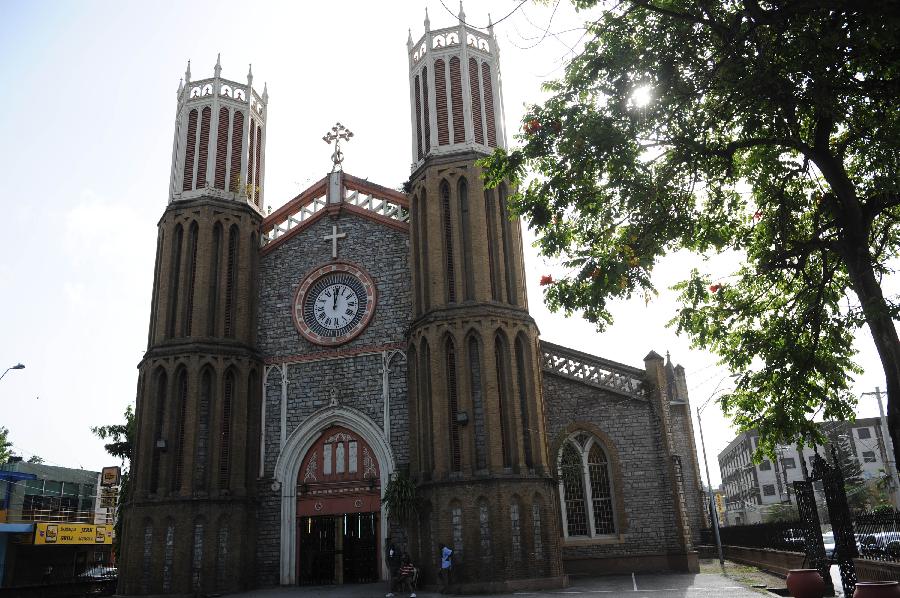 Photo taken on March 27, 2012 shows the exterior of the Cathedral of the Immaculate Conception in Port-of-Spain, capital of Trinidad and Tobago. The Cathedral, built in 1831, is one of the oldest churches in the Caribbean region. (Xinhua/Weng Xinyang) 