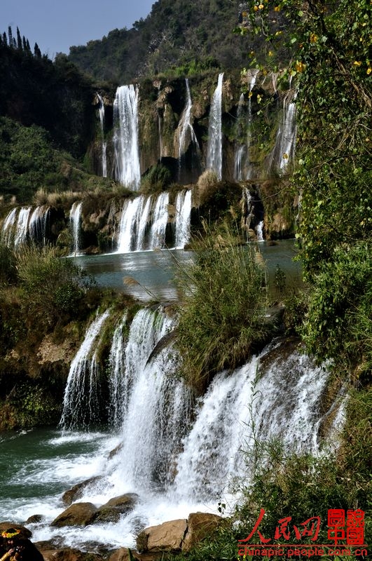 The Jiulong Waterfalls was voted one of the top six most beautiful Chinese waterfalls in a poll by 'Chinese National Geography' magazine in 2005. It is a group of wide waterfalls at ten levels in Luopan County of Yunnan Province. The view of the falls varies level by level and they are connected with each other by shoals or pools, creating a fantasy world of water.