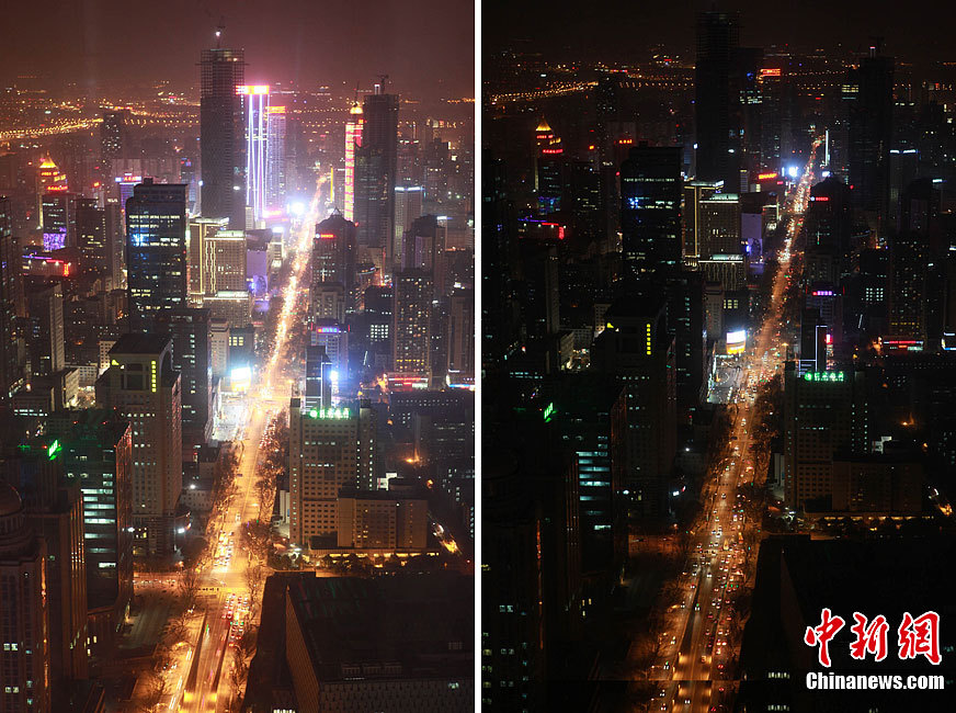 124 Chinese cities joined the world in turning off the lights of their landmark buildings on Saturday night, as part of an initiative Earth Hour launched by the World Wide Fund for Nature (WWF) from 2007. [chinanews.com]