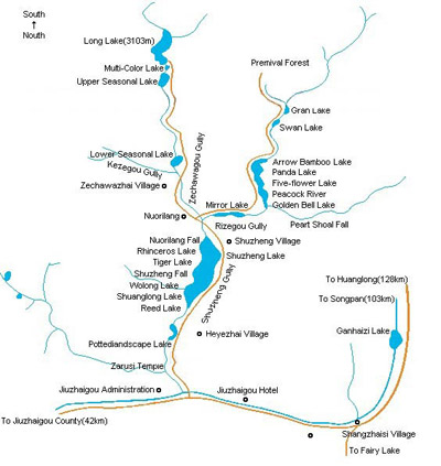 Jiuzhaigou Valley tour map. [Photo/China Forum-posted by DSseeing]