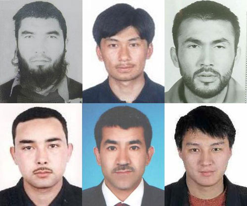 The Chinese police have published a list of six terrorists, all of whom were core members of the terrorist group 'East Turkistan Islamic Movement'. [Photo source: Ministry of Public Security]