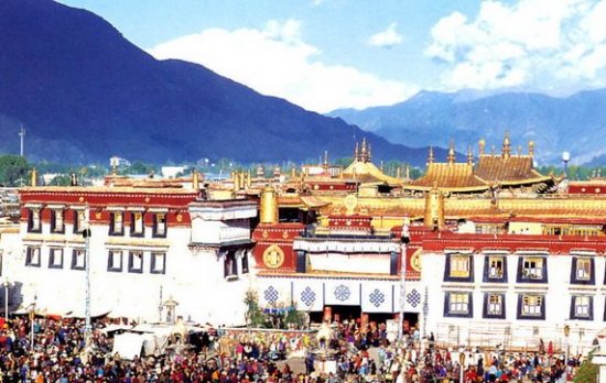 Jokhang Temple is located on Barkhor Square in Lhasa, Tibet Autonomous Region.
