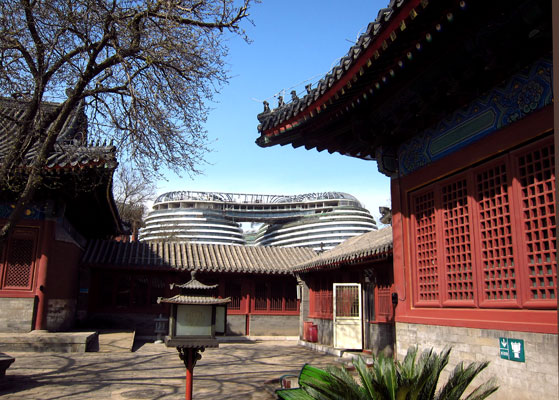 Zhihua Temple is a piece of history, staking out its claim against the backdrop of Beijing's rapid development. Photo taken by William Wang for CRI, March 2012.