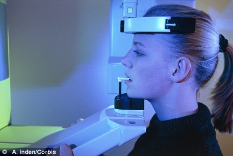 Research found having a 'bitewing' X-ray at least once a year raised the odds of developing a brain tumour by between 40 and 90 per cent depending on age. [Agencies]