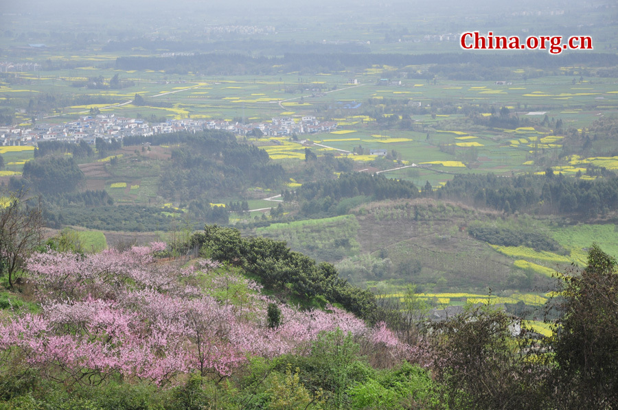 Photo shows the beautiful spring scenery in Gexian Mountain, Pengzhou City, China's Sichuan Province.[China.org.cn/by Chen Xiangzhao]