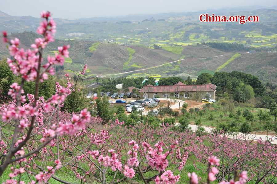 Photo shows the beautiful spring scenery in Gexian Mountain, Pengzhou City, China's Sichuan Province.[China.org.cn/by Chen Xiangzhao]