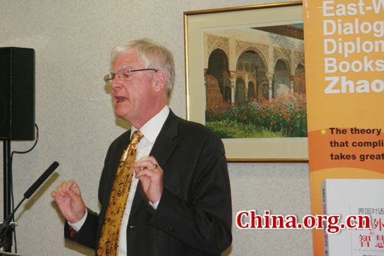 University of Liverpool's Michael Hoey speaks during the book launch on April 17, 2012.