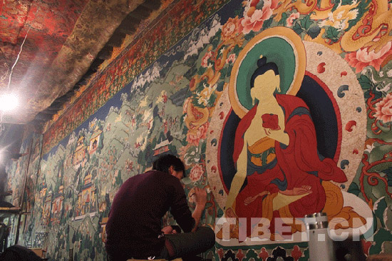 Parts of the painting are finished.[Photo/ Tibet.cn]