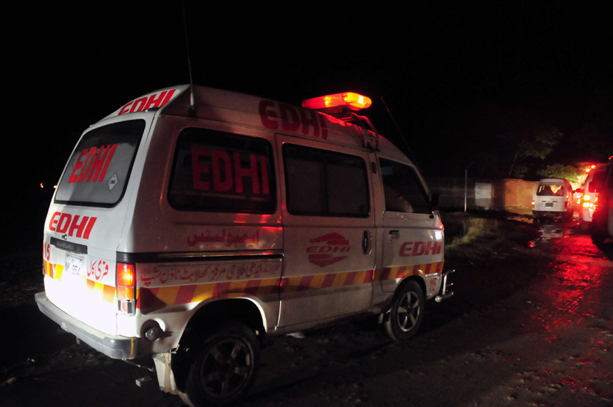 An ambulance carries bodies from the crash site on the outskirts of Rawalpindi, adjacent city to Islamabad, Pakistan, on April 20, 2012. A passenger plane crashed near Islamabad Friday evening, killing all 127 people on board, the Pakistani aviation authorities and Defence Ministry said. [Xinhua photo]