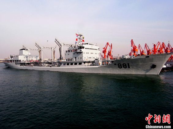 China's Hongzehu supply ship will participtate in the China-Russia joint naval drill.
