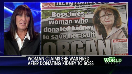 Deborah Stevens says she was fired shortly after donating her kidney. [Agencies]