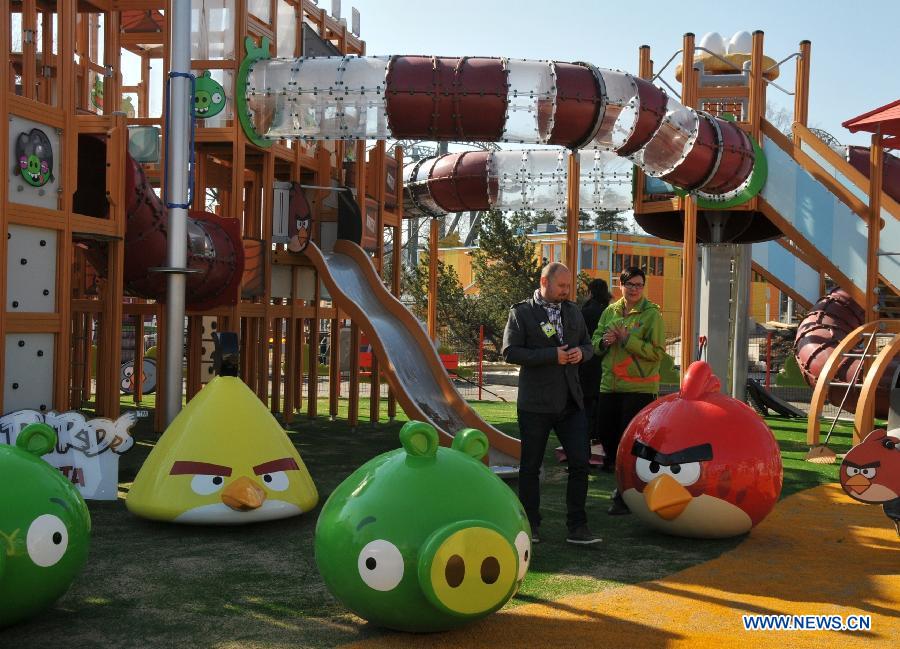 Photo taken on April 25, 2012 shows part of the Angry Birds Land built in Sarkanniemi Adventure Park, Tampere, Finland. 