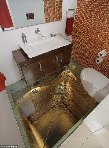 The bathroom of this stunning new penthouse in Guadalajara, México, is situated on top of an unused 15-story elevator shaft. [Agencies]