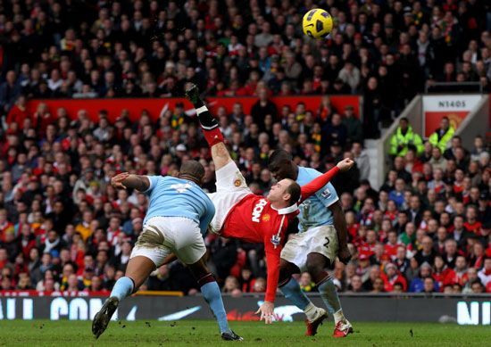 Wayne Rooney's overhead kick has been voted by fans as the best goal of the 20 years of the Premier League.