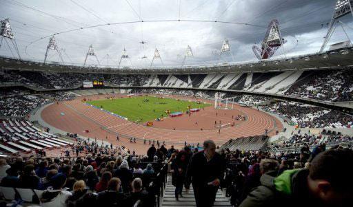 A general view of the Olympic Stadium in London. More than 40,000 spectators watched as a cascade of white balloons was released to officially open London's Olympic stadium on Saturday, exactly 2,012 hours before the Games begin. 