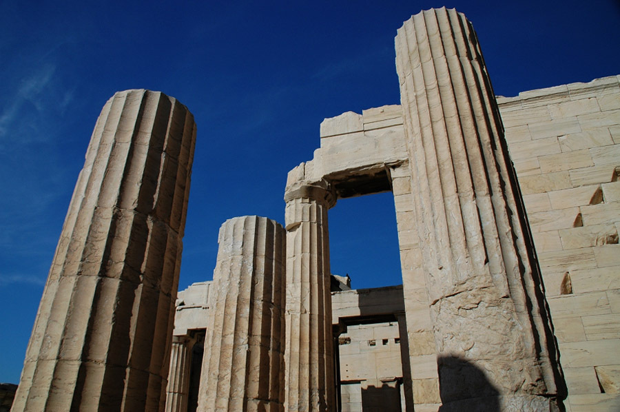 The architecture of Ancient Greece is the architecture produced by the Greek-speaking people whose culture flourished on the Greek mainland and Peloponnesus, the Aegean Islands, and in colonies in Asia Minor and Italy for a period from about 900 BC until the 1st century AD. Ancient Greek architecture is best known from its temples, and includes processional gateway, the public square surrounded by storied colonnade, the town council building, the public monument, the monumental tomb and the stadium.