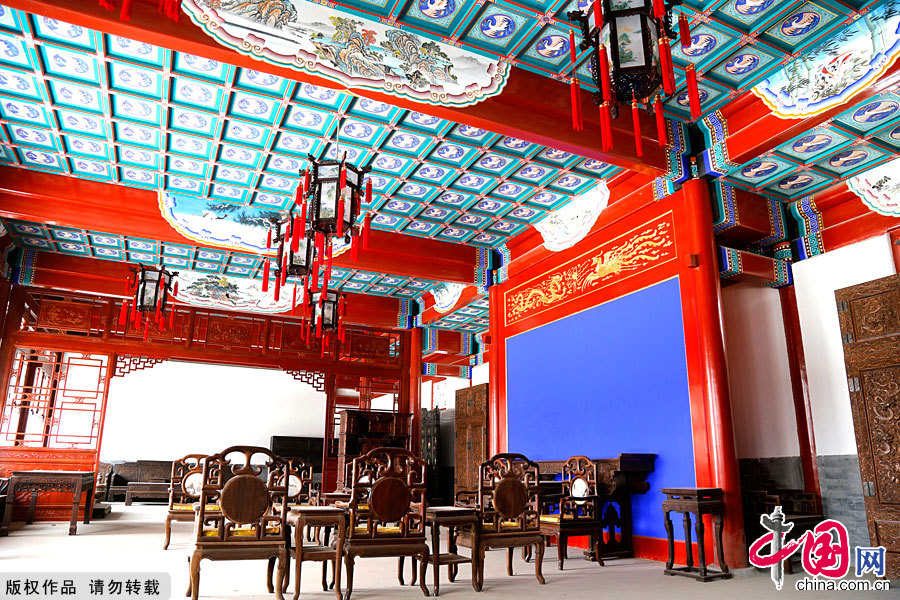 Photo shows the Prince Darhan's mansion in Xiaozhuang Cultural Tourism Zone in Tongliao, north China's Inner Mongolia Autonomous Region. Xiaozhuang Cultural Tourism Zone is an integrated tourism industrial park based on Prince Darhen's mansion, the birthplace of Empress Xiaozhuang (1613-1688) of the early Qing Dynasty. The tourism zone includes more than 90 wood-structure ancient buildings with rich ethnic style. 