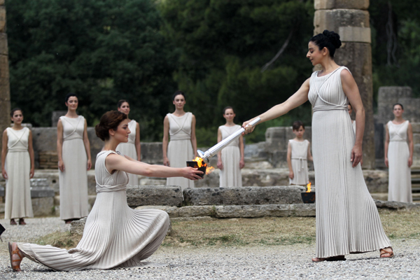 The flame for the London 2012 Olympic Games was lit on Thursday in a ritual ceremony held at Olympia, the birthplace of the Olympic Games more than 2,000 years ago.