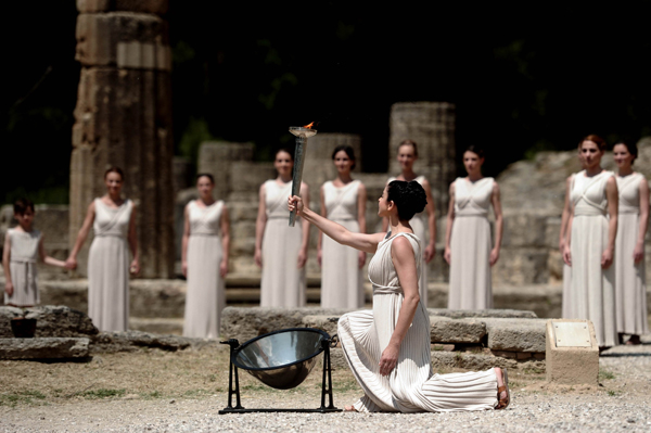 The flame for the London 2012 Olympic Games was lit on Thursday in a ritual ceremony held at Olympia, the birthplace of the Olympic Games more than 2,000 years ago. 