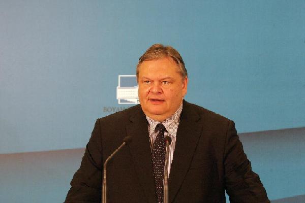 Evangelos Venizelos, president of the pro IMF-EU memorandum party PASOK, makes a televised address at his parliamentary office, in central Athens, May 11, 2012. 