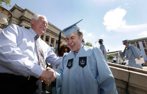 Last Sunday, Gac Filipaj, a 52-year-old janitor, donned a cap and gown to graduate with a bachelor's degree in classics from Columbia University where he worked. [Agencies]