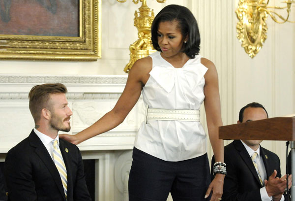 Obama welcomes Beckham to the White House