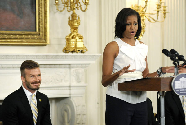 Obama welcomes Beckham to the White House