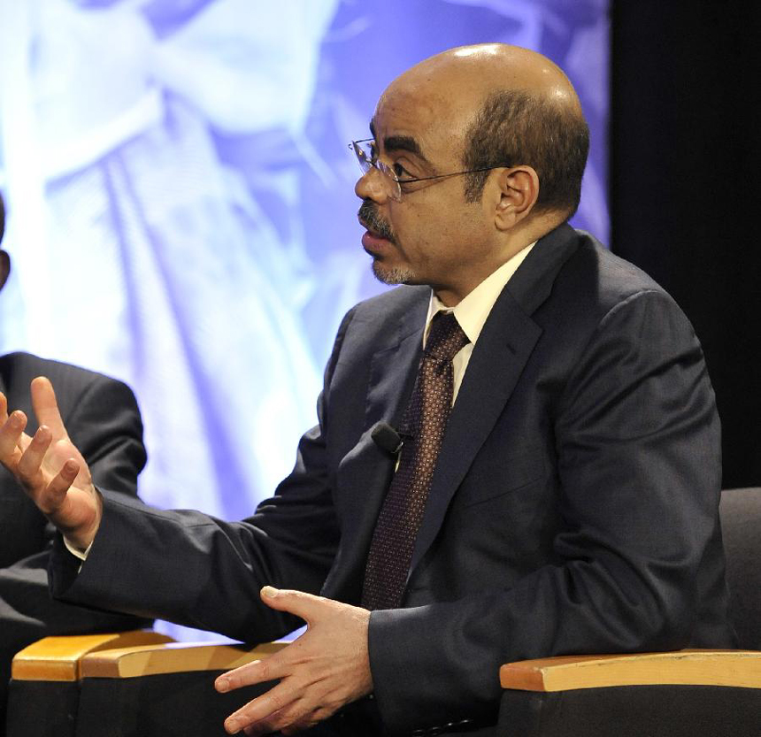 Ethiopian Prime Minister Meles Zenawi speaks during a symposium on Global Agriculture and Food Security in Washington D.C., capital of the United States, May 18, 2012, on the sidelines of the G8 summit.