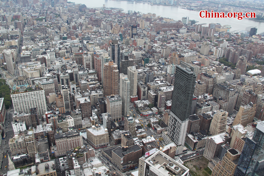 Photo shows the bird's eye view from the Empire State Building, U.S. [China.org.cn/by Li Xiaohua]