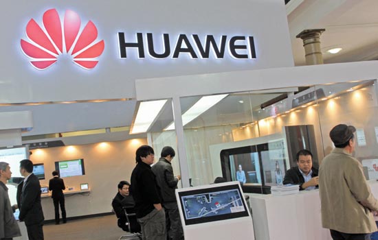A Huawei Technologies Co Ltd booth at a trade show in Beijing. 