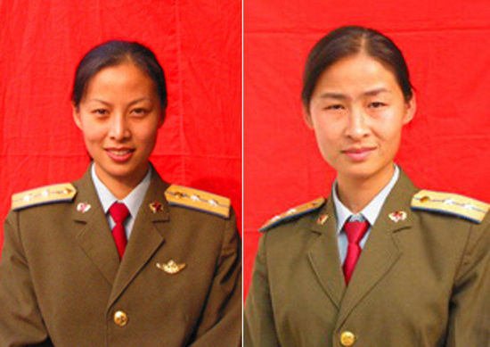 Two female astronauts, Liu Yang(R) and Wang Yaping (L), will join Shenzhou-9 manned spacecraft docking mission with Tiangong-1 spacecraft in mid-June. They are selected as members of the first batch of female astronauts in China because of their excellent flight skills and psychological quality. [file photo]