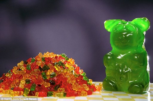 Filling: The world's largest gummy bear is 1,400 times the size of the usual sweet. [Agencies]
