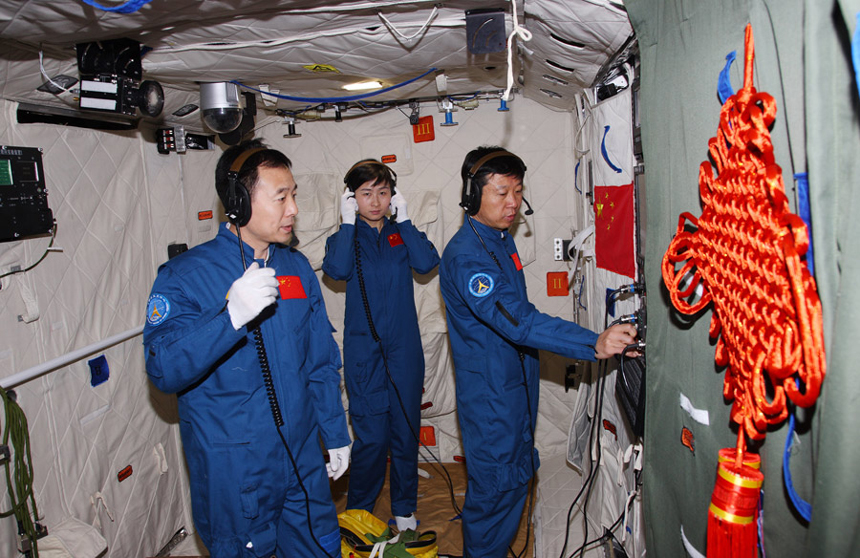 Three astronauts, two male and one female, will board Shenzhou 9 spacecraft to fulfill China's first manned space docking mission. They are Jing Haipeng, Liu Wang and Liu Yang who is female, according to a decision made by China's manned space docking program headquarters. 