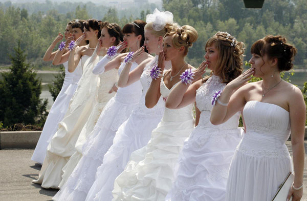 Parade of Brides festival in Russia