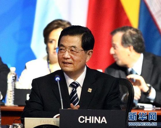 Chinese President Hu Jintao speaks at a two-day summit of the Group of Twenty (G20), which started in the Mexican resort of Los Cabos, June 18, 2012. 