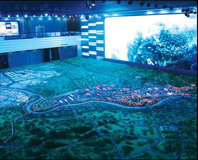 Scale model of the park's blueprint on display at an exhibition hall of the Jilin Chemical Engineering Circular Economy Park. [China Daily] 