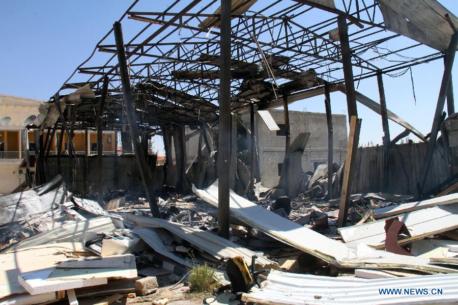 The debris of the headquarters of al- Ekhbaria TV is seen in a suburban area of the Syrian capital of Damascus on June 27, 2012. 