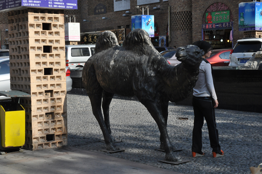 The International Grand Bazaar, the central business district in Urumqi City, Xinjiang Uygur Autonomous Region, is renowned as the biggest dry fruit, jade article and ethnic carpet trade center. Constructed in the traditional Moslem style, the buildings here possess distinctive ethnic culture and are visited by streams of customers every day.