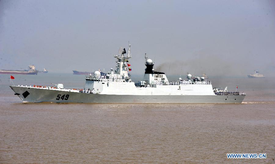 Frigate 'Changzhou' sets sail at a port in Zhoushan, east China's Zhejiang Province, July 3, 2012