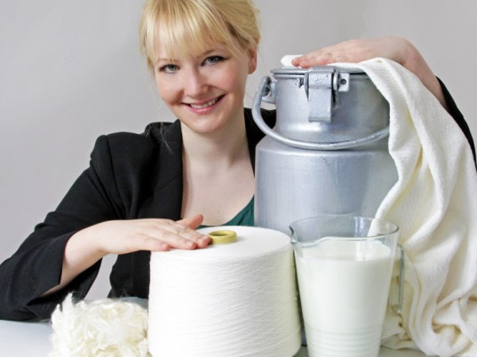 Anke Domaske, a biochemist turned fashion designer, is the inventor of QMilch -- a fabric made entirely of milk. [Agencies]