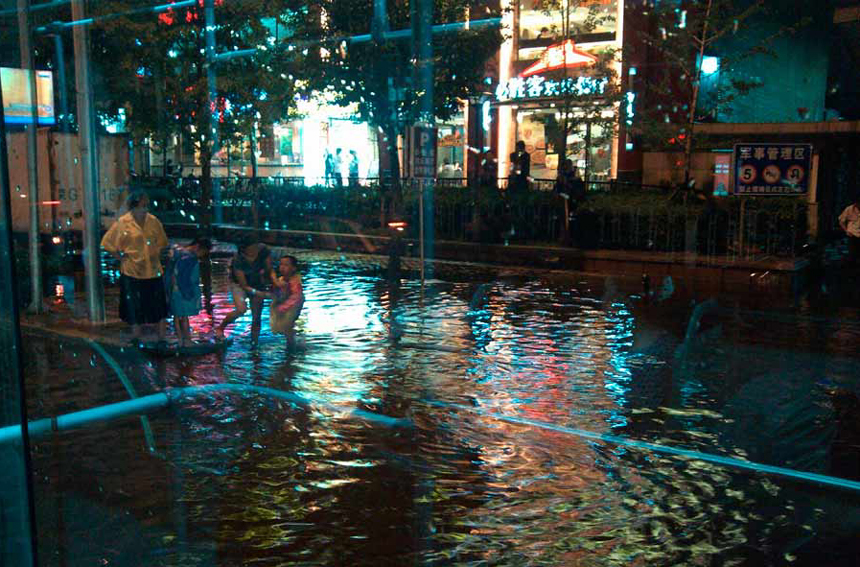 Beijing was hit by a torrential rain on Tuesday evening.